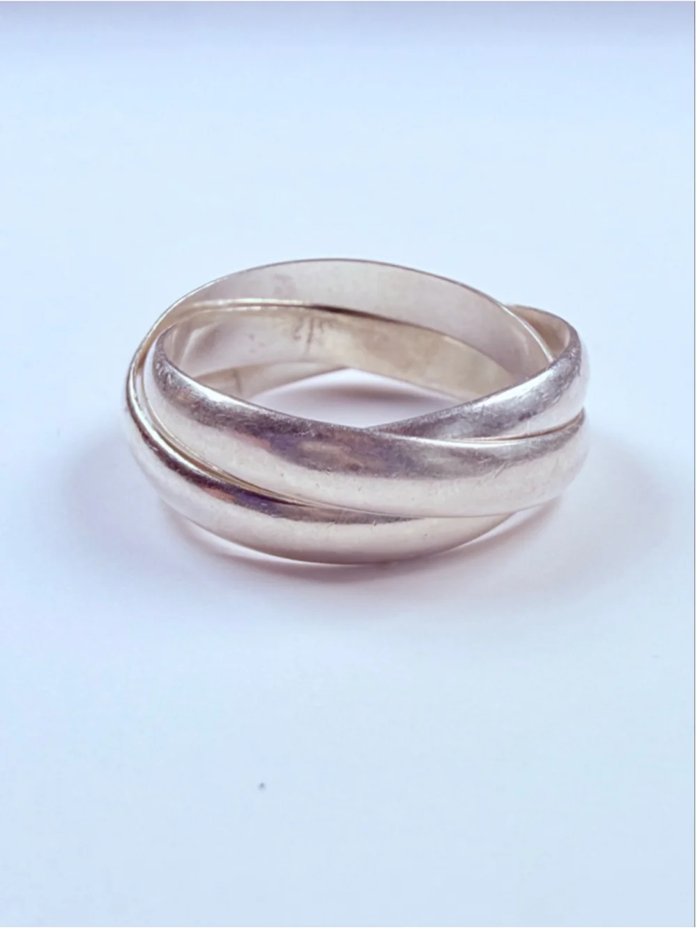 .999 Interlocking Triple Rolling Circle Band Sterling Silver Fidget Rings
